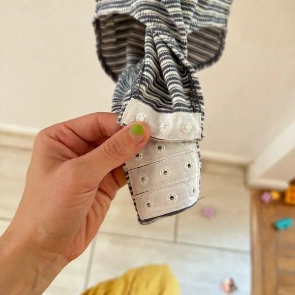 Madewell Blue White Ribbed Striped Sleeveless Henley Indie Bodysuit S - Picture 7 of 8